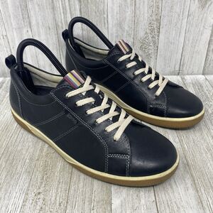 Ecco Chase II Sneakers Womens 39 8-8.5 Black Leather Low Top w/ Superfeet Insole